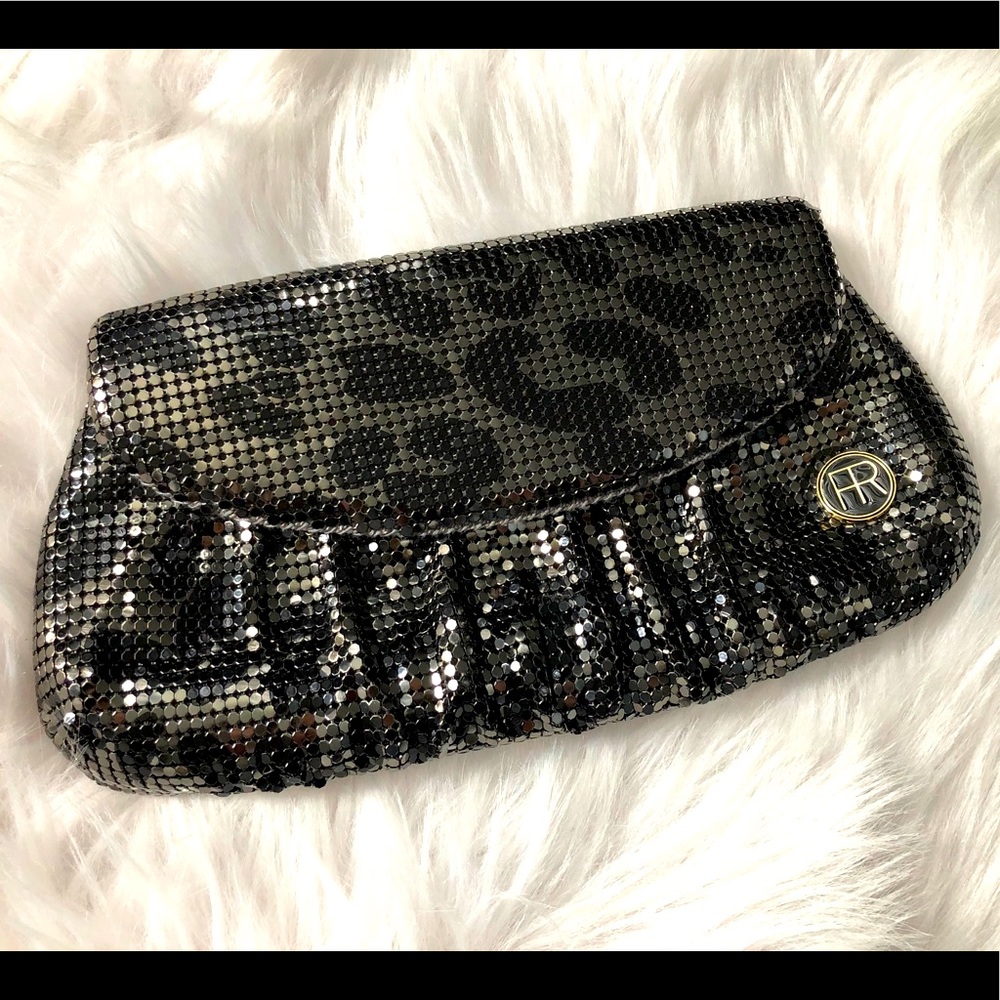 Felix Rey Gunmetal Leopard Chainmail Clutch